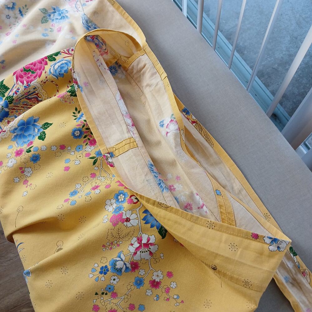 Yellow Floral Maxi Wrap Skirt Plus size OSFM cotton A-line circle Thailand - Picture 9 of 14